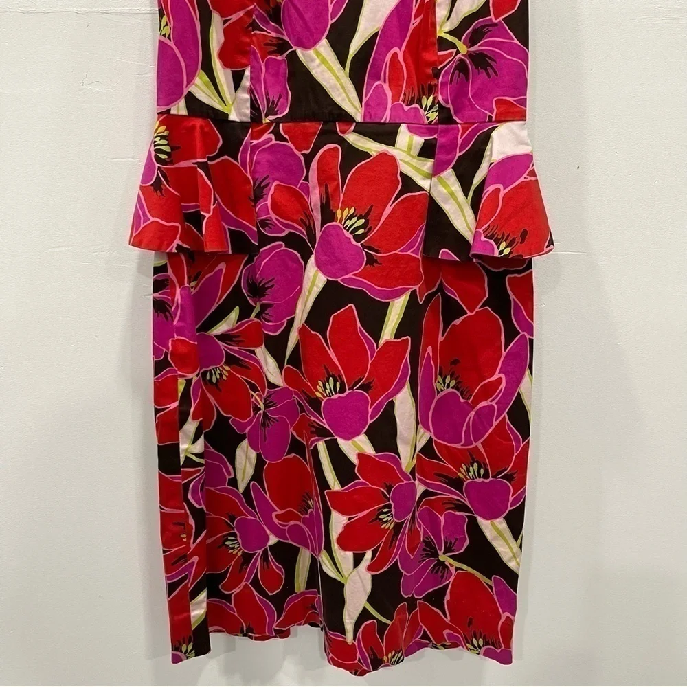 Kate Spade Snap Dragon Tropical Floral Peplum Sleeveless Sheath Dress Size 2